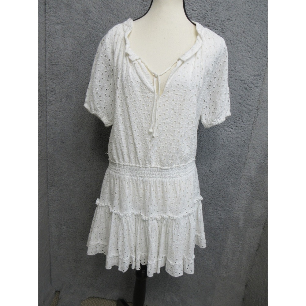 Buddy Love Eyelet‎ Dress Womens L White CottonRuffled Boho Fairycore Cottagecore